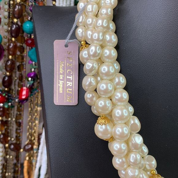 Vintage Japan Freshwater Pearl Choker Necklace Multi-Strand Spectrum NEW - Picture 7 of 7
